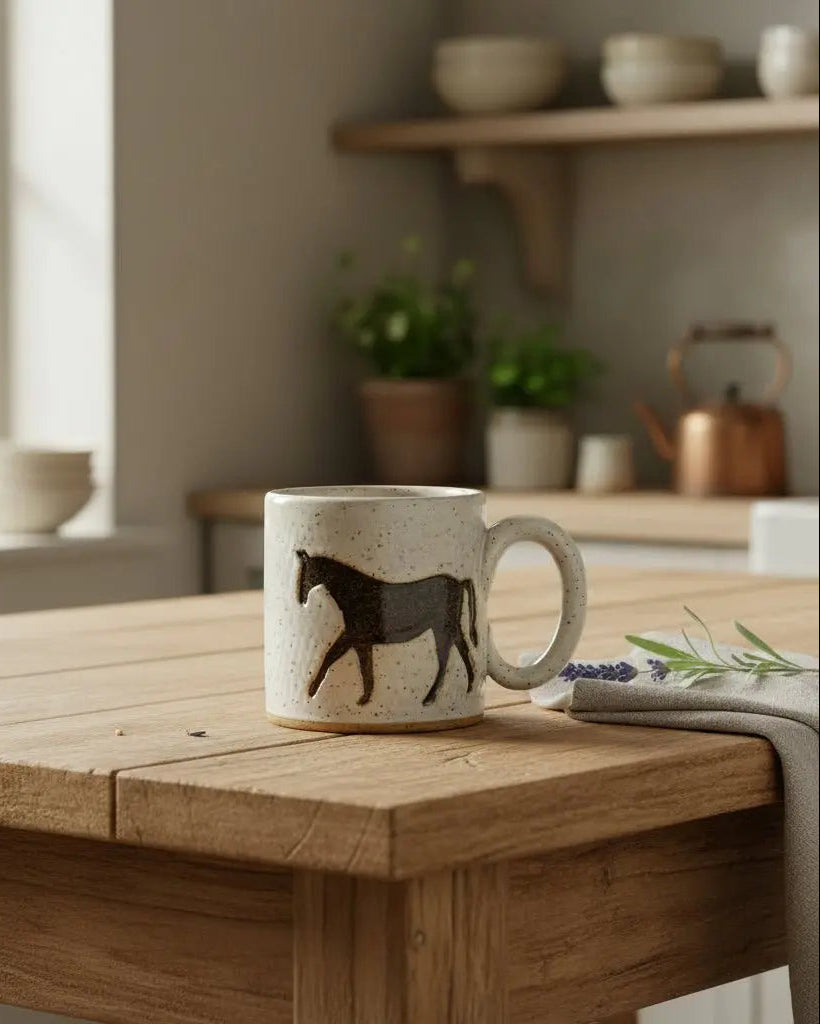 Handmade Horse Mug (Cream) - Bridle Up Hope Shop