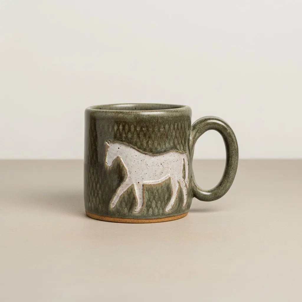 Handmade Horse Mug (Green) - Bridle Up Hope Shop
