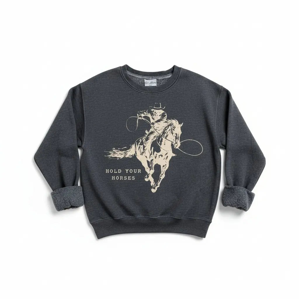 Hold Your Horses Sweatshirt (Black) - Bridle Up Hope Shop