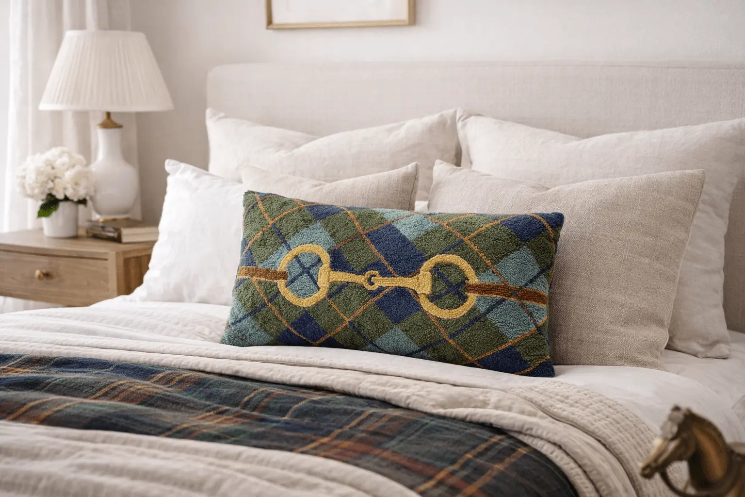 Horse Bit Plaid Wool Pillow - Bridle Up Hope Shop