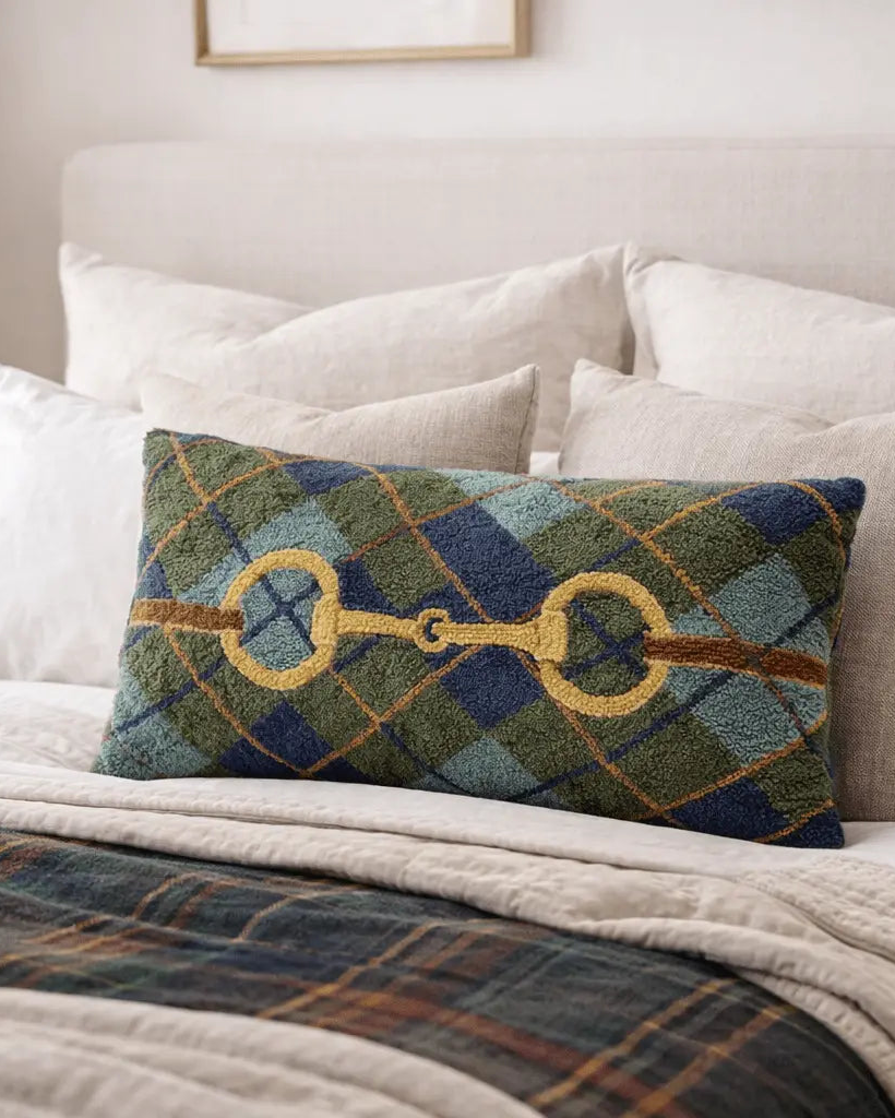 Horse Bit Plaid Wool Pillow - Bridle Up Hope Shop
