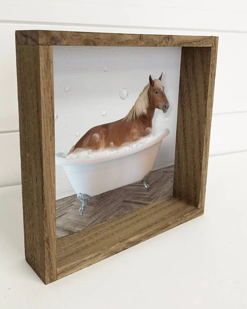 Horse in Bath Wood Sign - Bridle Up Hope Shop