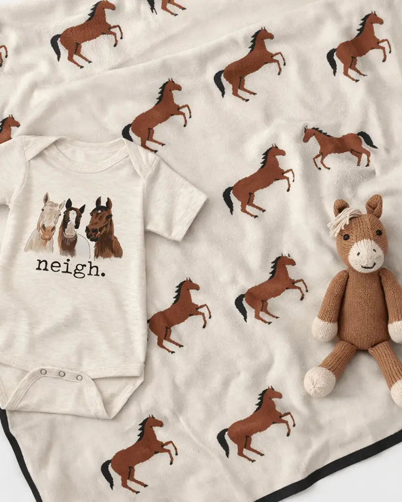 Horse Organic Knit Baby Blanket - Bridle Up Hope Shop