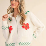 Horse & Poppy Zip Up Cardigan - Bridle Up Hope Shop