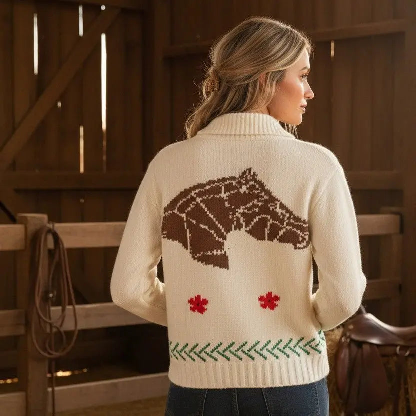 Horse & Poppy Zip Up Cardigan - Bridle Up Hope Shop