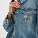 Horse Studded Denim Jacket - Bridle Up Hope Shop