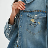 Horse Studded Denim Jacket - Bridle Up Hope Shop