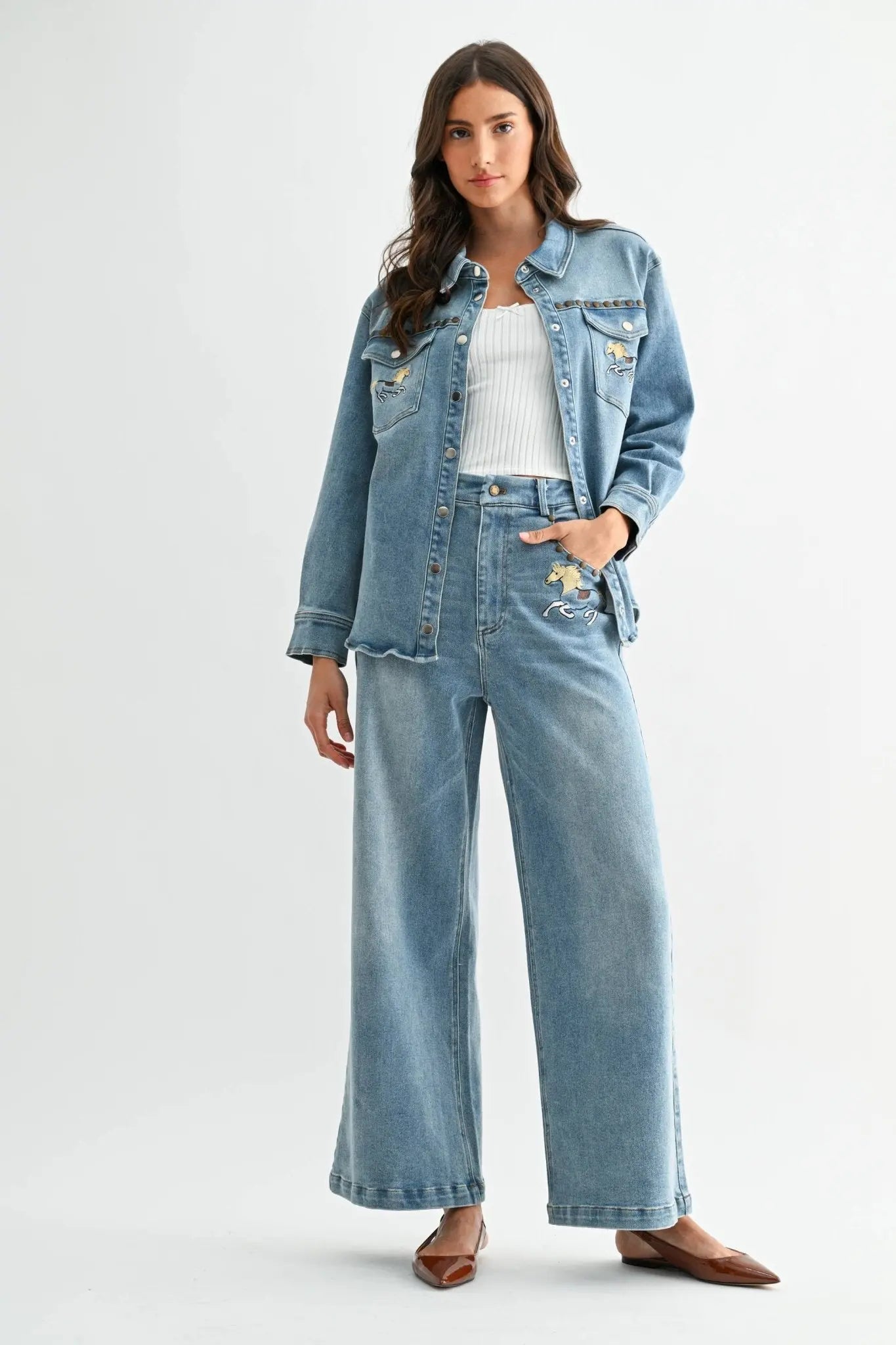 Horse Studded Denim Jacket - Bridle Up Hope Shop
