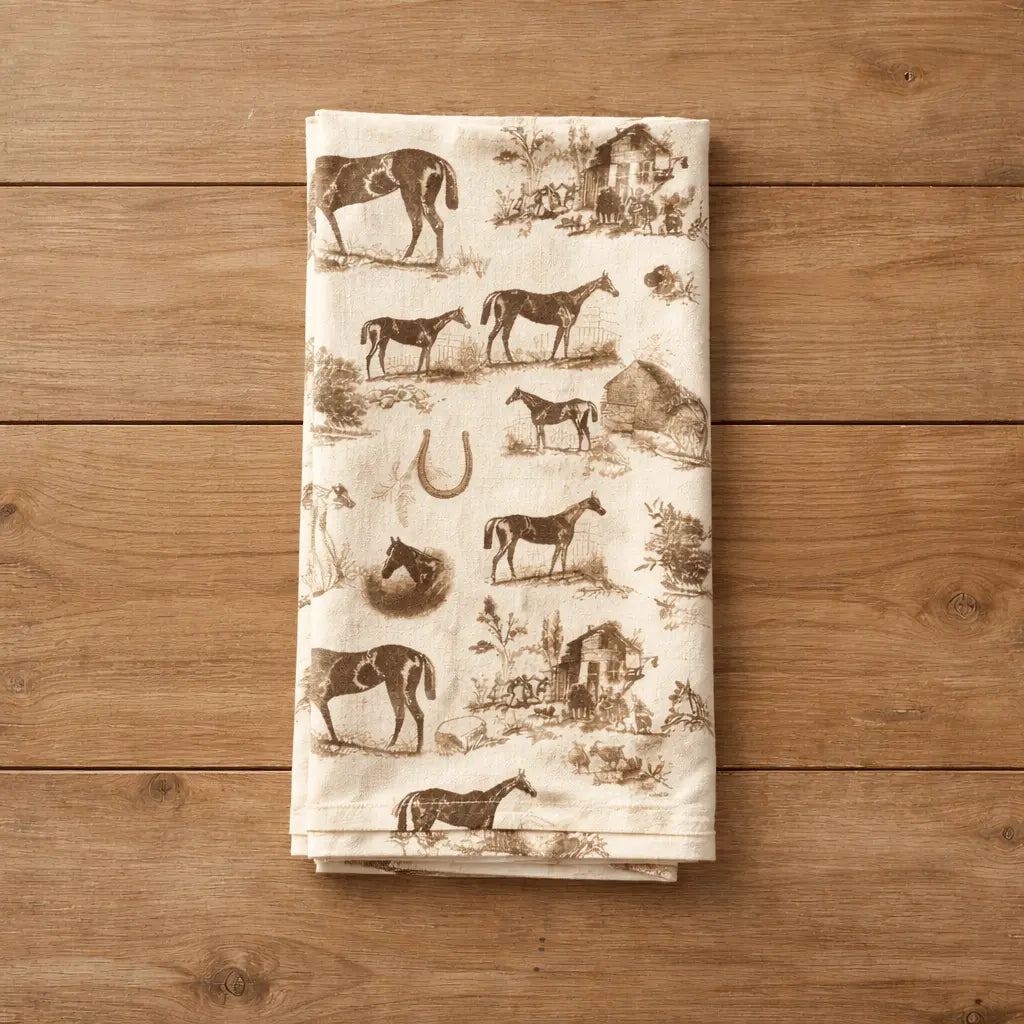 Horse Toile Kitchen Towel - Bridle Up Hope Shop