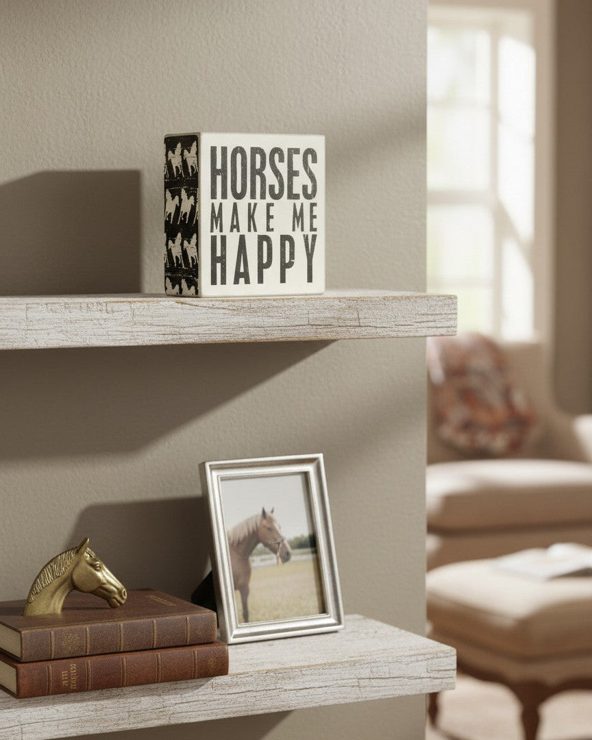 Horses Make Me Happy Box Sign
