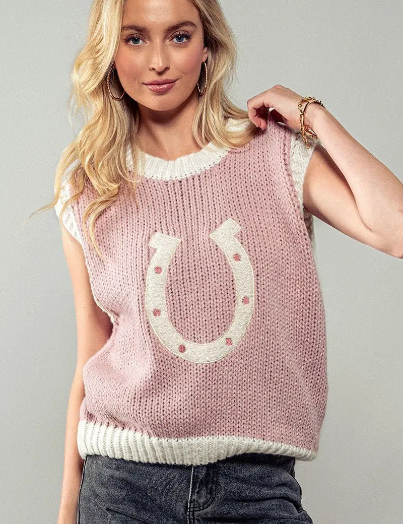 Horseshoe Sweater Vest - Bridle Up Hope Shop