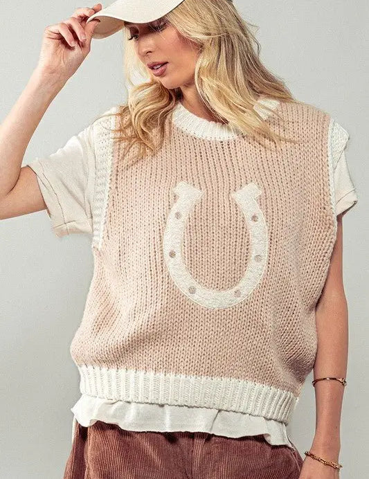 Horseshoe Sweater Vest - Bridle Up Hope Shop