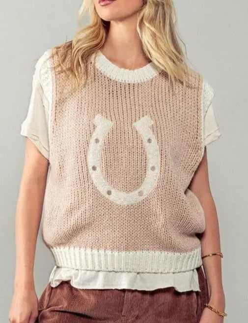 Horseshoe Sweater Vest - Bridle Up Hope Shop