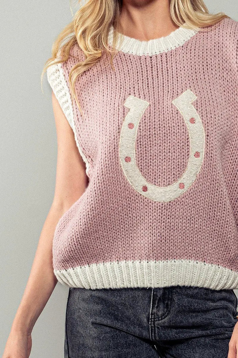 Horseshoe Sweater Vest - Bridle Up Hope Shop