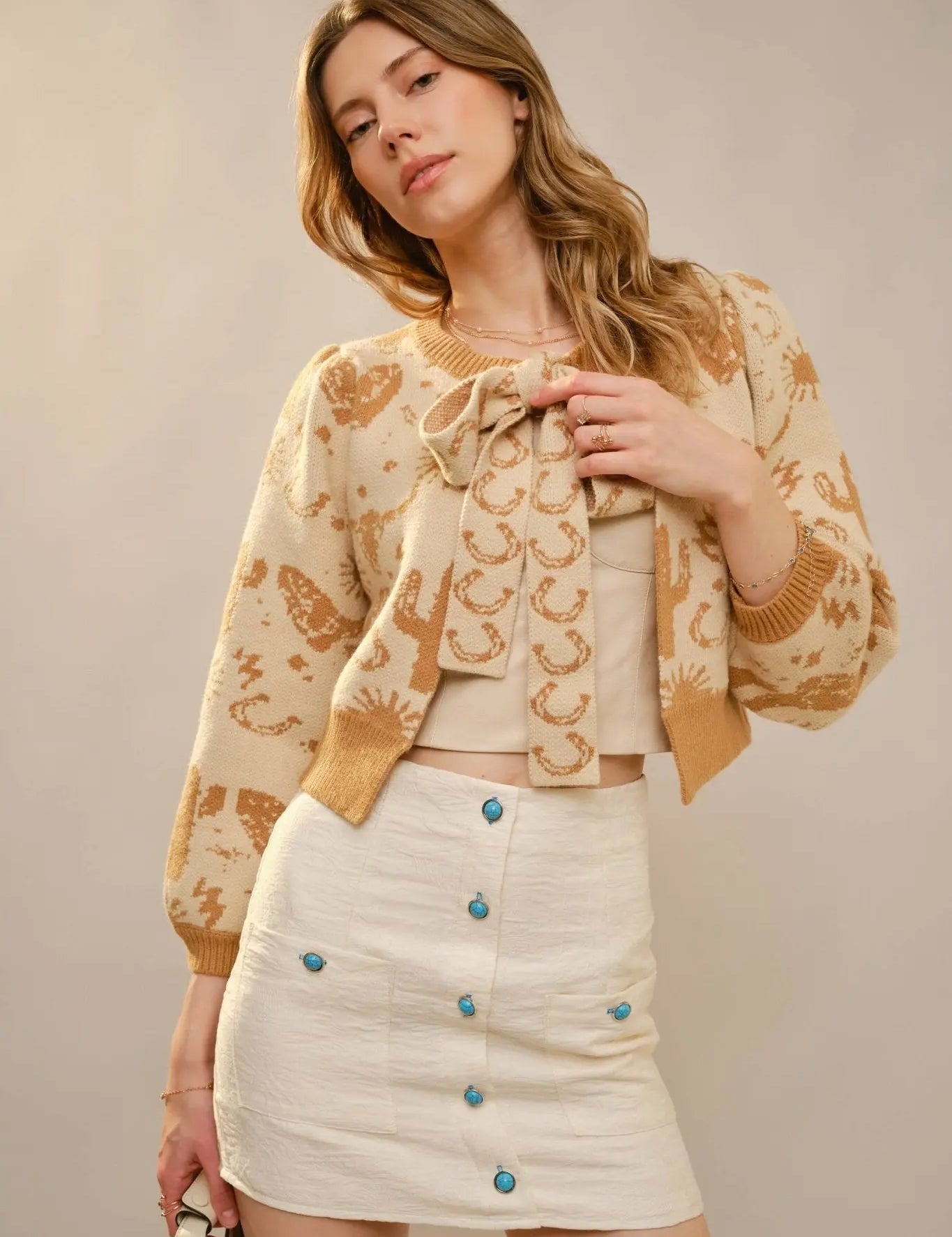 Horseshoe Tie Front Cardigan - Bridle Up Hope Shop