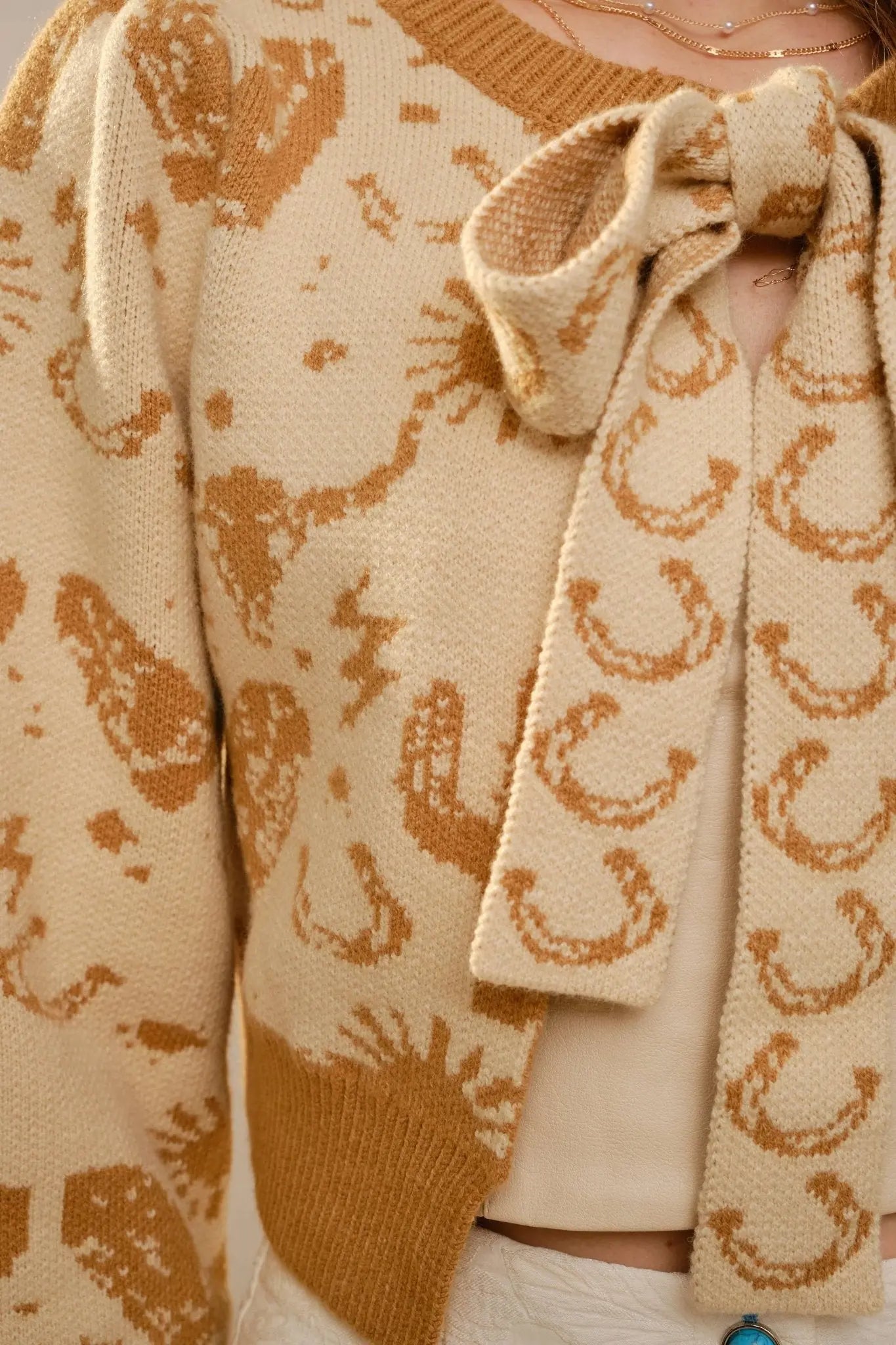 Horseshoe Tie Front Cardigan - Bridle Up Hope Shop