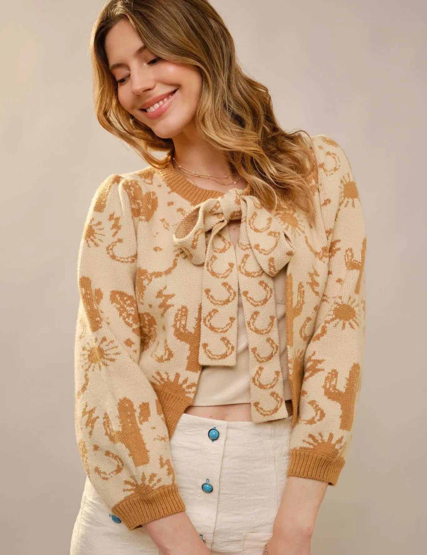 Horseshoe Tie Front Cardigan - Bridle Up Hope Shop