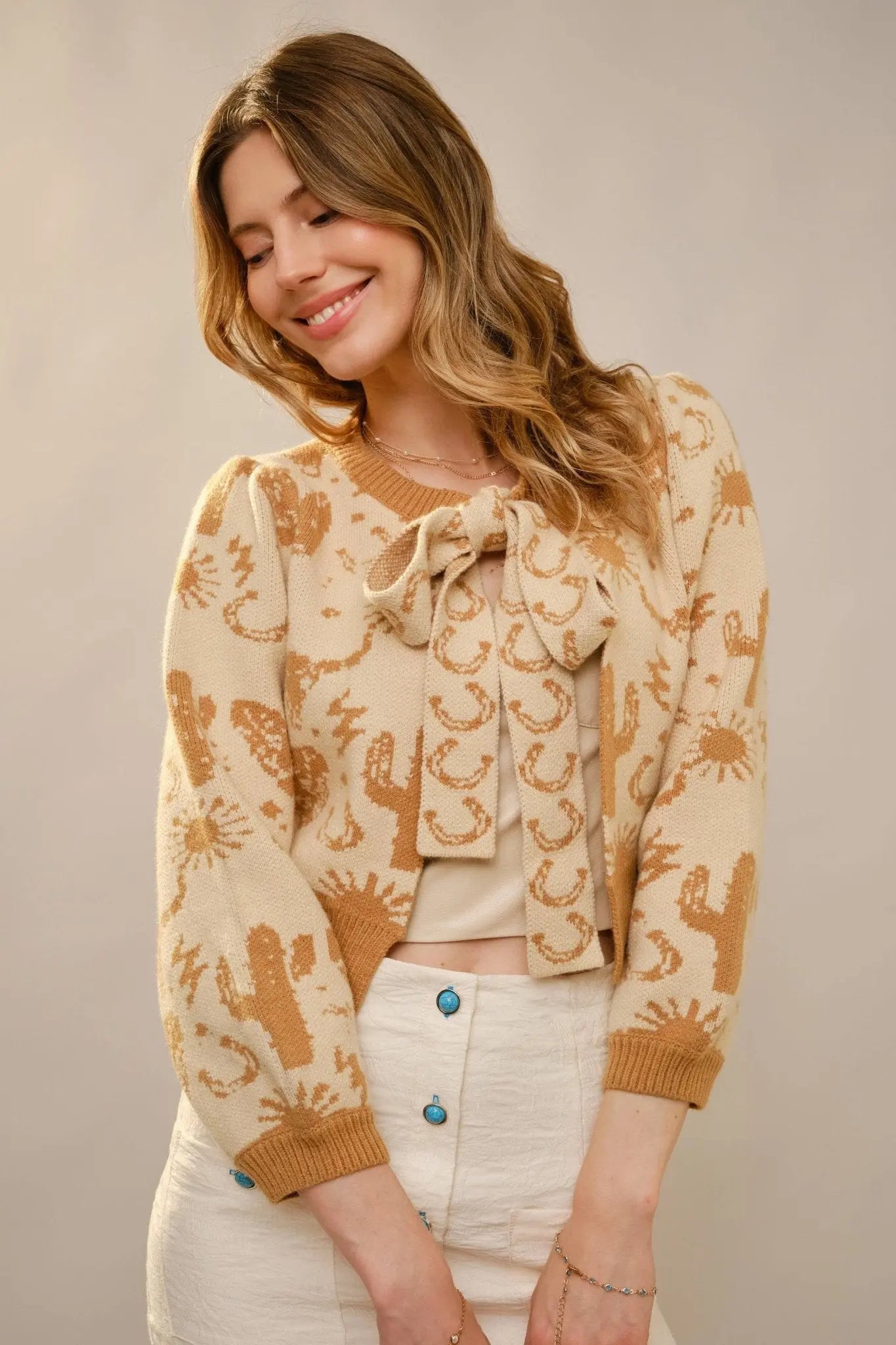 Horseshoe Tie Front Cardigan - Bridle Up Hope Shop