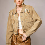 Horseshoes & Horses Embroidered Denim Jacket - Bridle Up Hope Shop