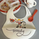 Howdy Cowgirl Bib & Spoon Set (Cream) - Bridle Up Hope Shop