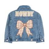 Howdy Denim Jacket with Gingham Bow - Bridle Up Hope Shop