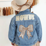 Howdy Denim Jacket with Gingham Bow - Bridle Up Hope Shop