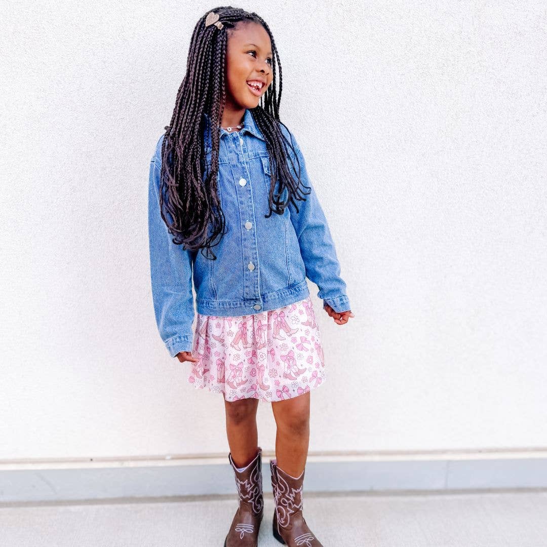 Howdy Denim Jacket with Gingham Bow - Bridle Up Hope Shop