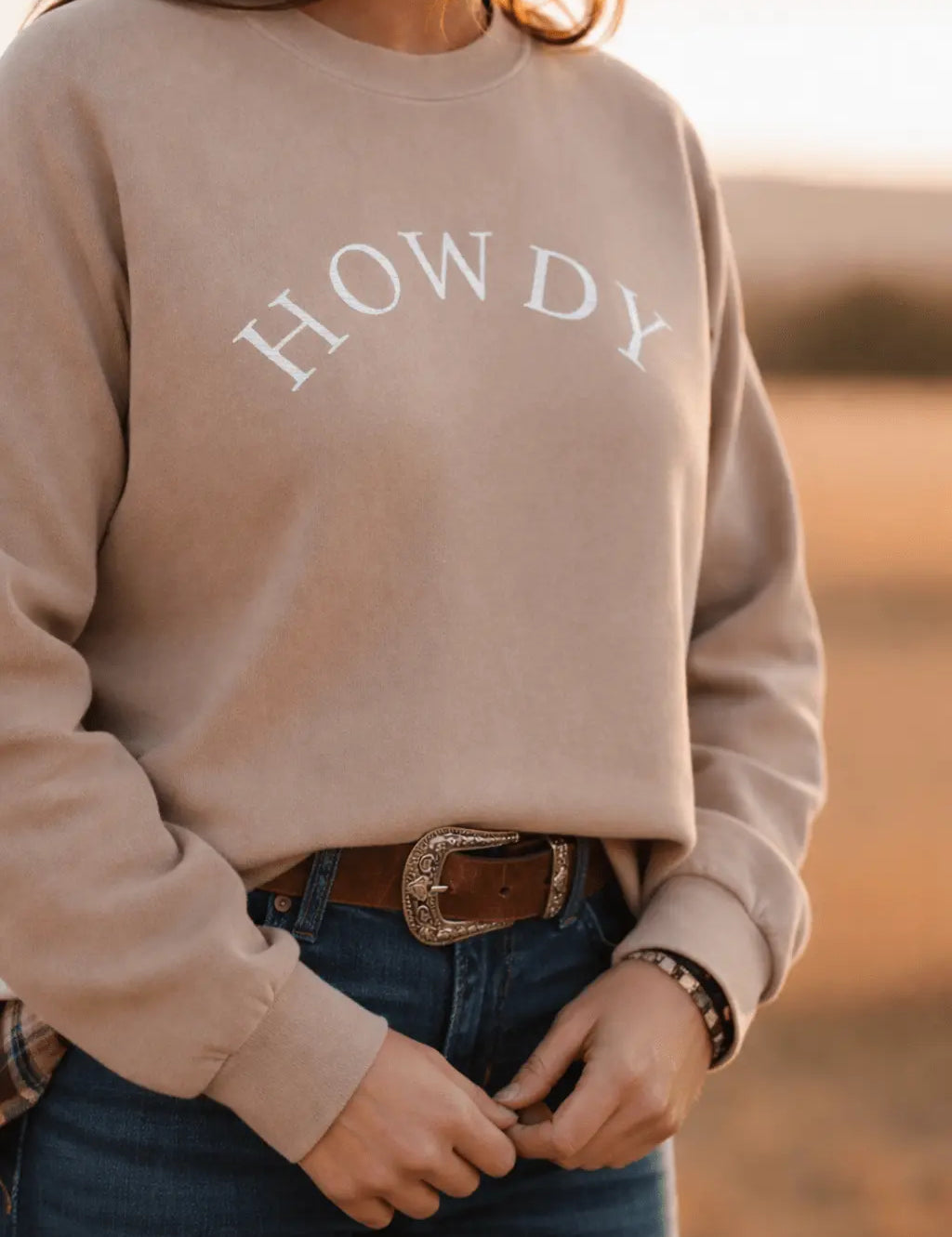 Howdy Pigment - Dyed Sweatshirt (Vintage Beige) - Bridle Up Hope Shop