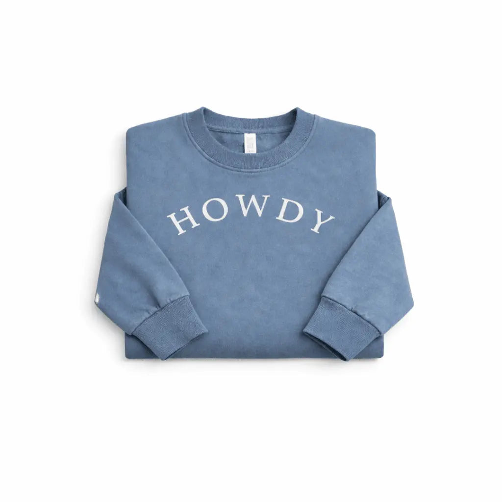 Howdy Pigment - Dyed Sweatshirt (Vintage Blue) - Bridle Up Hope Shop