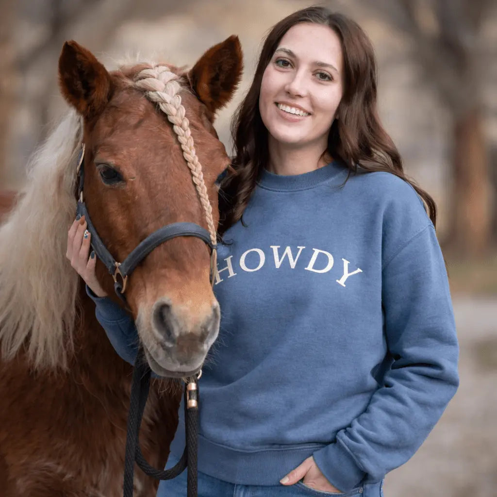 Howdy Pigment - Dyed Sweatshirt (Vintage Blue) - Bridle Up Hope Shop