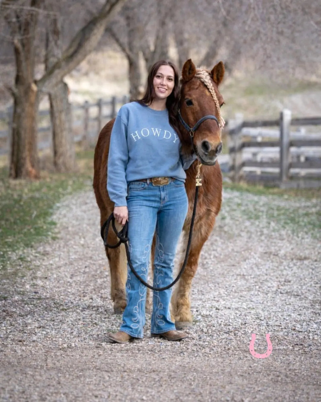 Howdy Pigment - Dyed Sweatshirt (Vintage Blue) - Bridle Up Hope Shop
