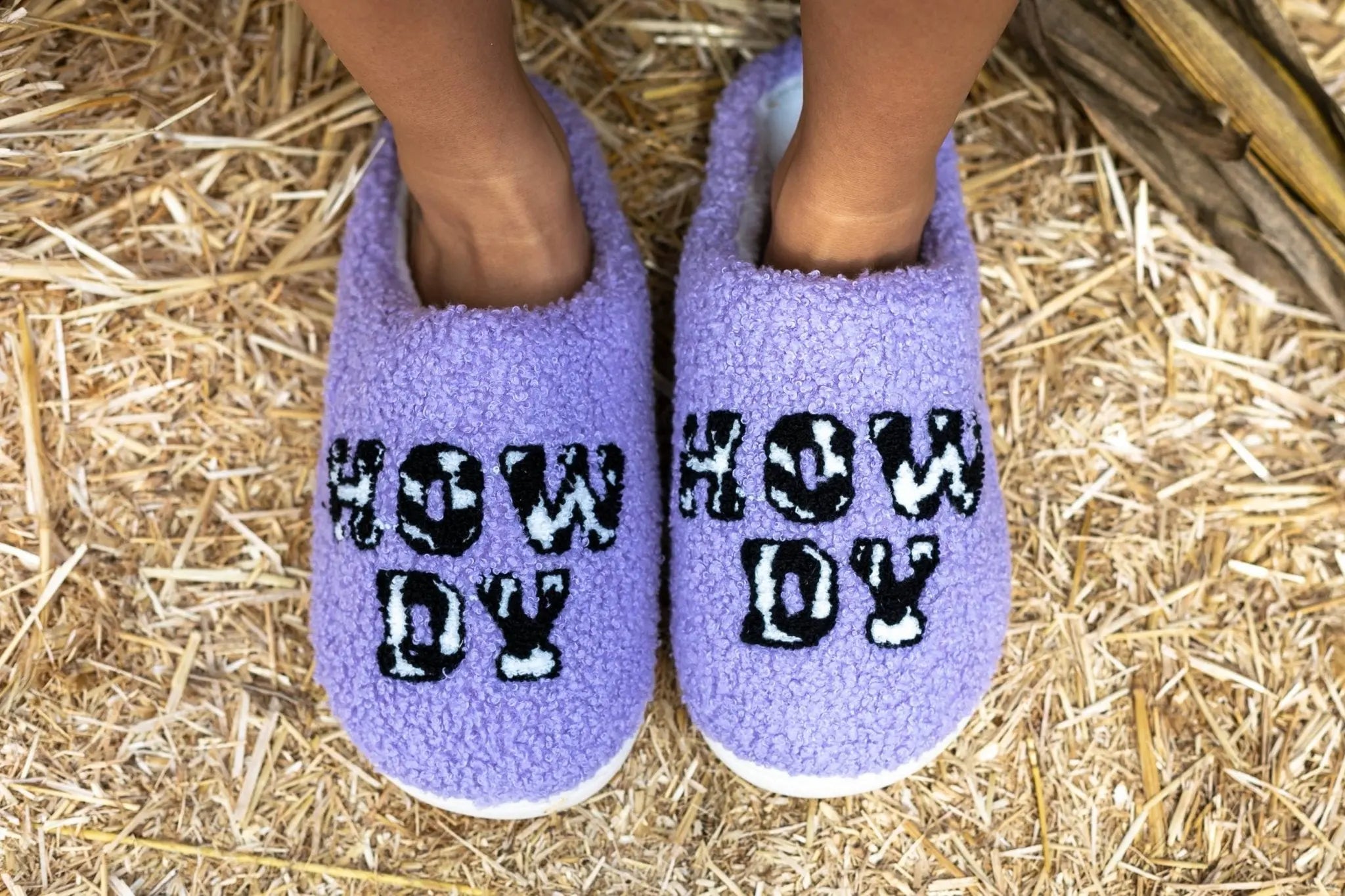 Howdy Purple Slippers - Bridle Up Hope Shop