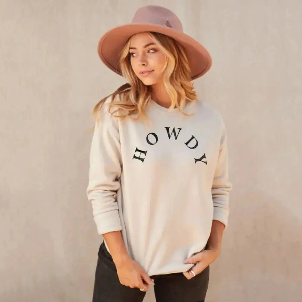 Howdy Sweatshirt (Cream) - Bridle Up Hope Shop