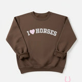 I Love Horses Sweatshirt (Brown) - Bridle Up Hope Shop