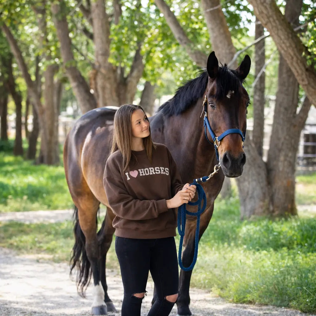 I Love Horses Sweatshirt (Brown) - Bridle Up Hope Shop