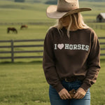 I Love Horses Sweatshirt (Brown) - Bridle Up Hope Shop