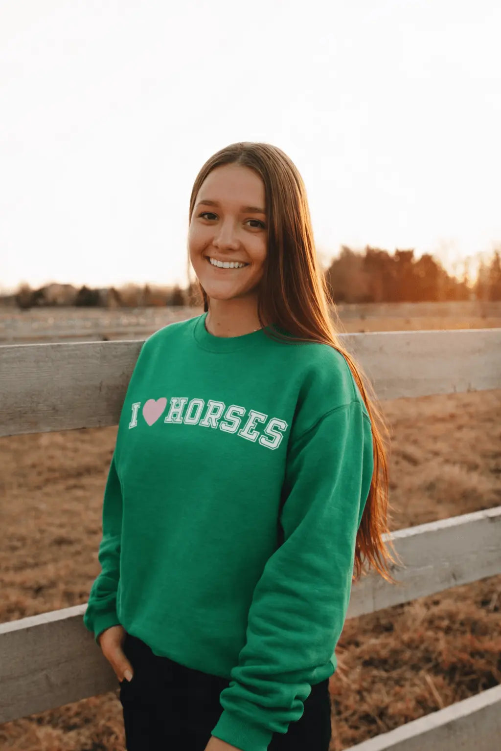 I Love Horses Sweatshirt (Green) - Bridle Up Hope Shop