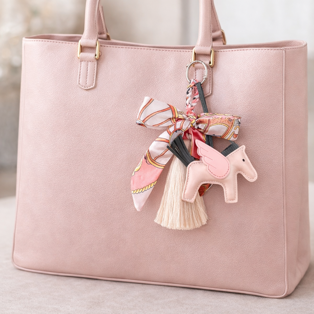 Guardian Angel Horse Bag Charm (Pink Wings)