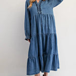 Jenna Denim Smocked Dress - Bridle Up Hope Shop