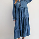 Jenna Denim Smocked Dress - Bridle Up Hope Shop