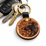 Trail Horse Hand Tooled Key Fob