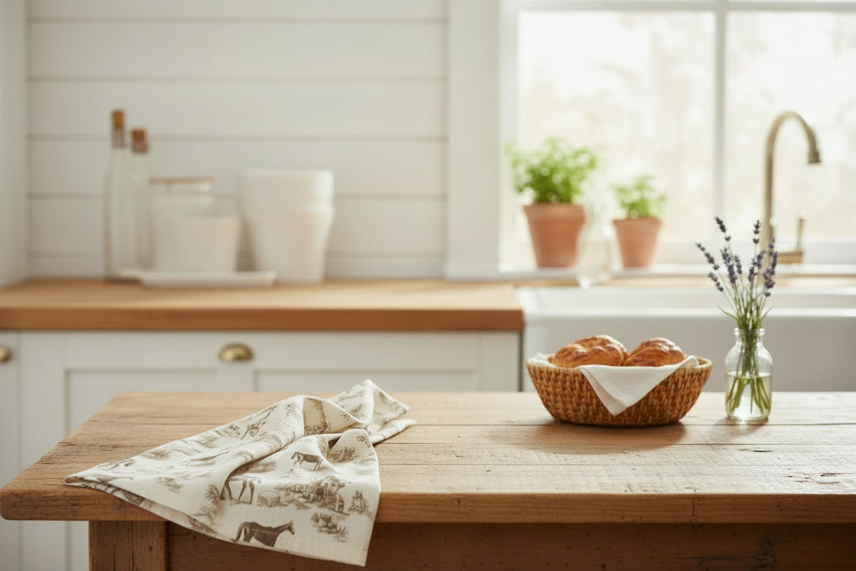 Horse Toile Kitchen Towel