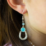 Lucky Horseshoe Aqua Dangles - Bridle Up Hope Shop