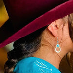 Lucky Horseshoe Aqua Dangles - Bridle Up Hope Shop