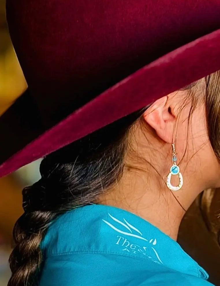 Lucky Horseshoe Aqua Dangles - Bridle Up Hope Shop