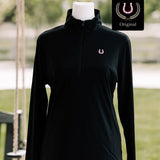 Lucky Horseshoe Riding Shirt (Black) - Bridle Up Hope Shop