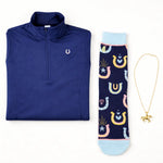 Lucky Horseshoe Riding Shirt (Navy Blue) - Bridle Up Hope Shop