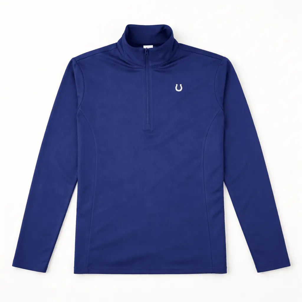 Lucky Horseshoe Riding Shirt (Navy Blue) - Bridle Up Hope Shop