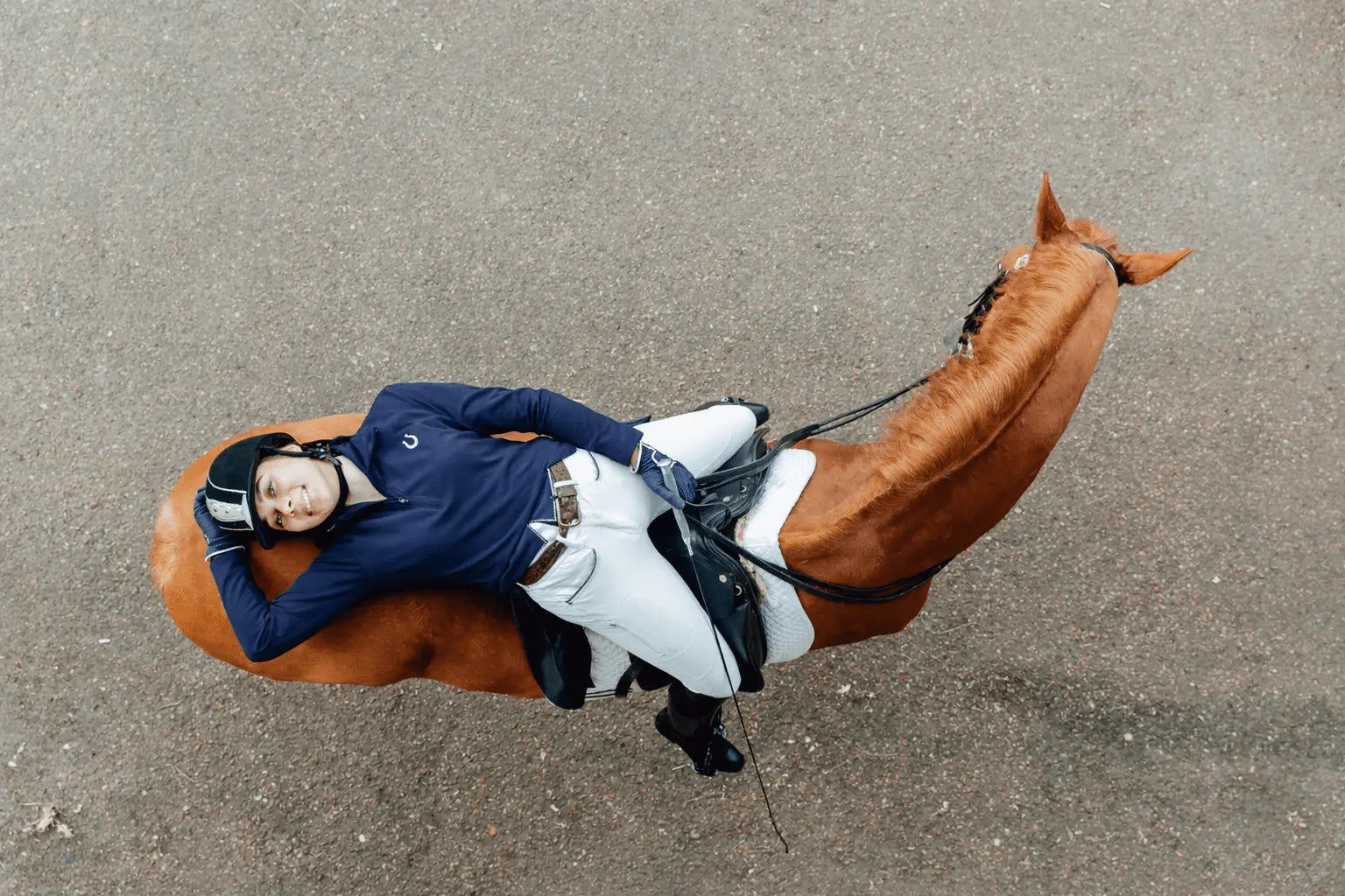 Lucky Horseshoe Riding Shirt (Navy Blue) - Bridle Up Hope Shop