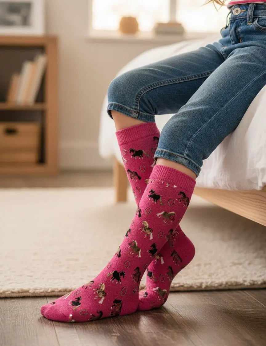 Lucy's Pink Pony Socks (Kids) - Bridle Up Hope Shop